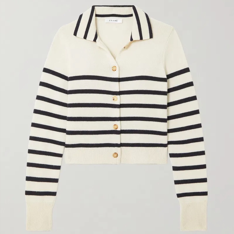 Frame Cashmere Striped Cardigan